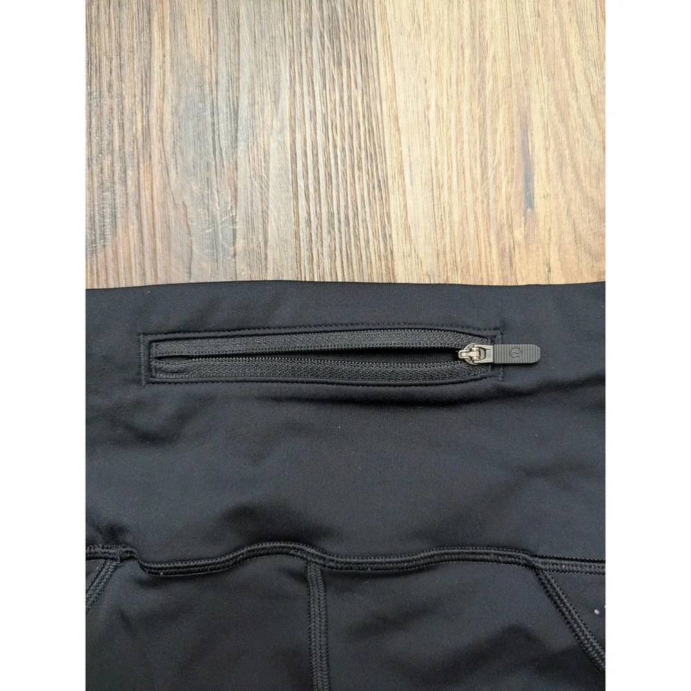 Lululemon Leggings 4 Black Colour Me Quick Crop Workout Laser Cut‎ Print W6AJMS